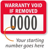 Warranty Void if Removed, with numbering, pack of 1000